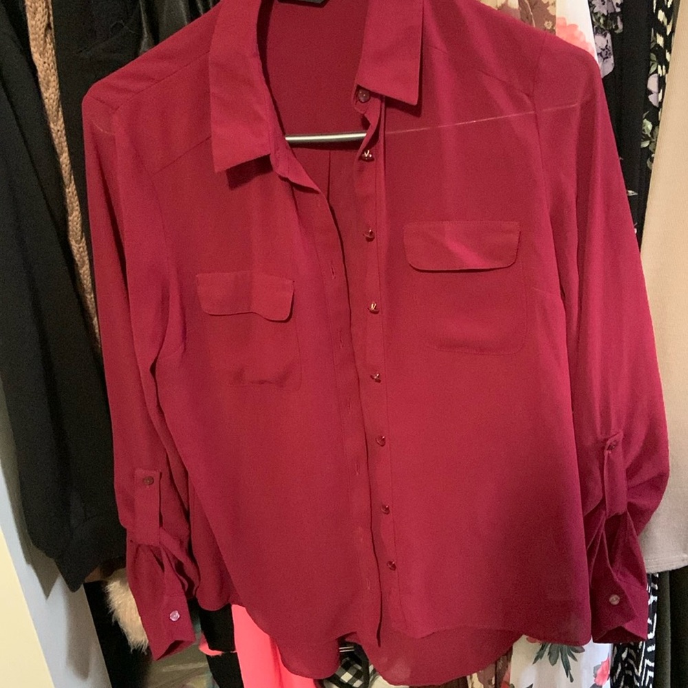 Red button down New look blouse size 8 UK/ 4 US